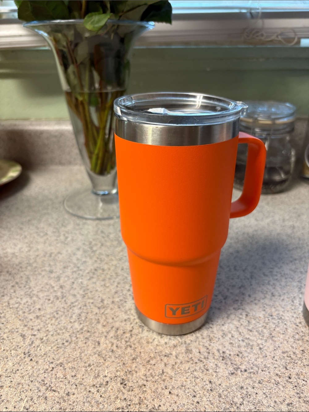 Yeti Orange Rambler Travel Mug with Handle